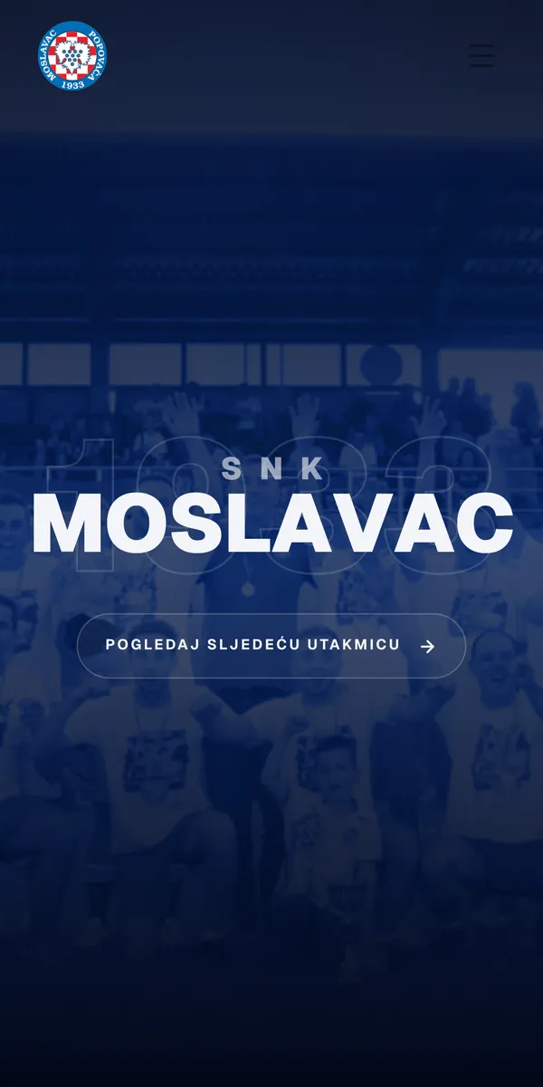 Naslovnica stranice SNK Moslavac na mobitelu